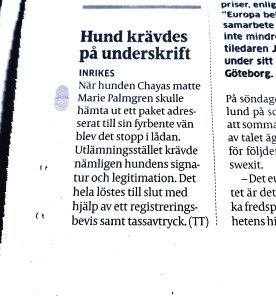 hund krävdes på underskrift